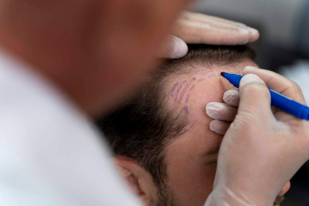 adult male doing follicular unit extraction 1